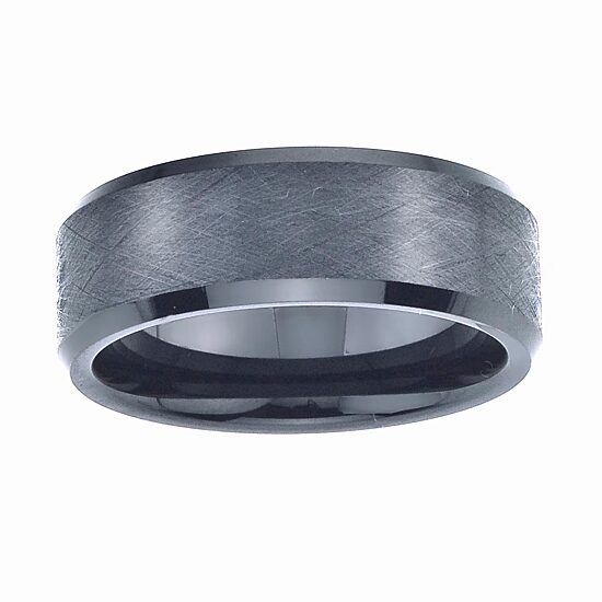 Mens 8mm Black Ceramic Wedding Band