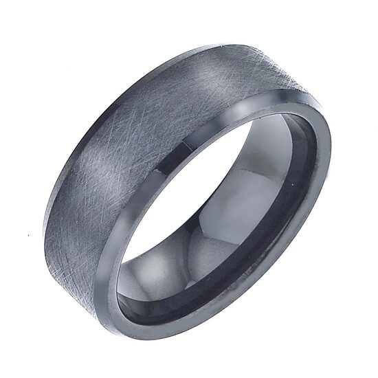 Mens 8mm Black Ceramic Wedding Band