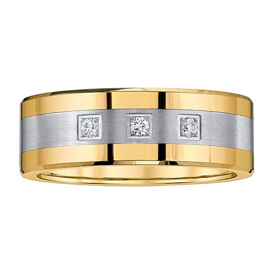 Mens 8MM 1/10 CT. T.W. Natural White Diamond Tungsten Wedding Band