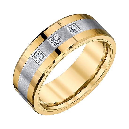 Mens 8MM 1/10 CT. T.W. Natural White Diamond Tungsten Wedding Band