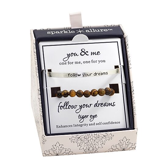 Sparkle Allure You & Me Womens 2-pc. Brown Tiger's Eye Pure Silver Over Brass Bracelet Set