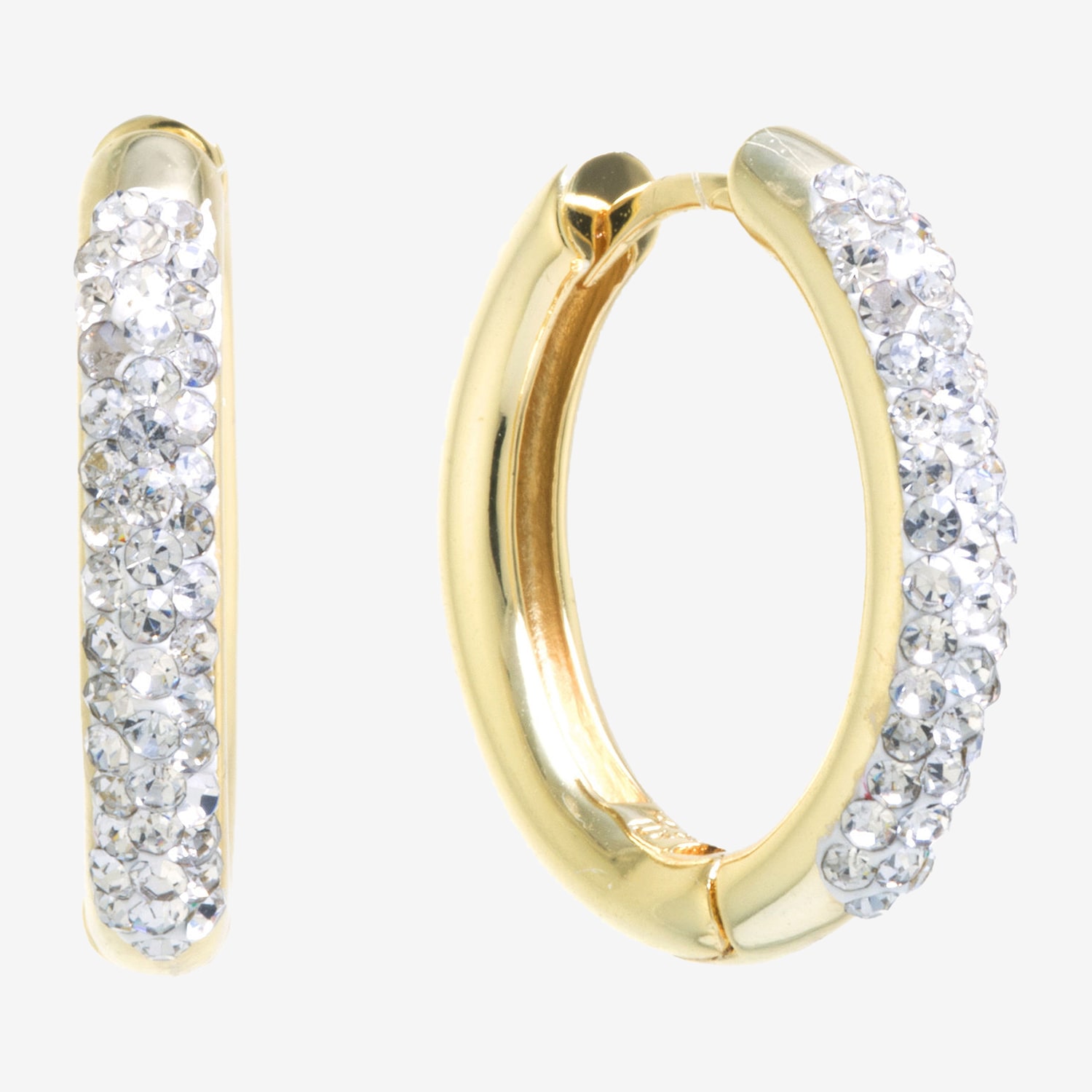 Sparkle Allure Crystal Huggie Womens Crystal 24K Gold Over Brass 20mm Hoop Earrings