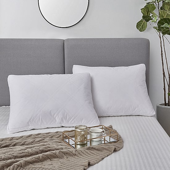100% Cotton Quilted Goose Feather/Down Bed Pillows (2-pack)
