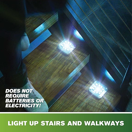 Bell + Howell 8 LED Super Bright Solar Powered Square Disk Light with Auto On/Off Waterproof and Rust-Free 
