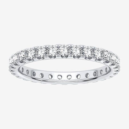 (H-I / Si1-Si2) Womens 2MM 1 CT. T.W. Lab Grown White Diamond 10K Gold Eternity Wedding Band