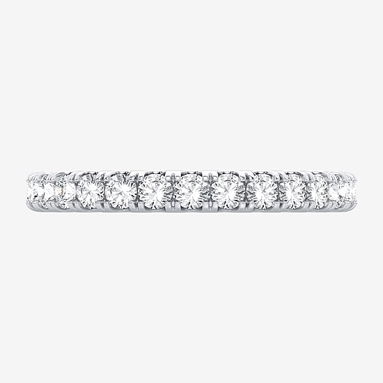 (H-I / Si1-Si2) Womens 2MM 1 CT. T.W. Lab Grown White Diamond 10K Gold Eternity Wedding Band