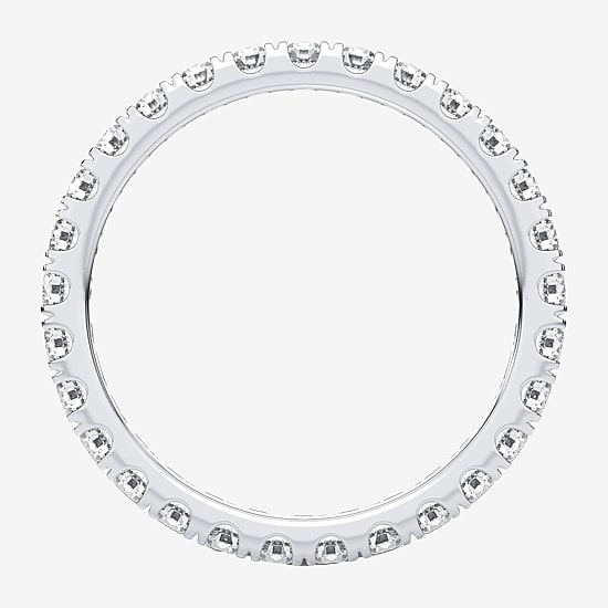 (H-I / Si1-Si2) Womens 2MM 1 CT. T.W. Lab Grown White Diamond 10K Gold Eternity Wedding Band