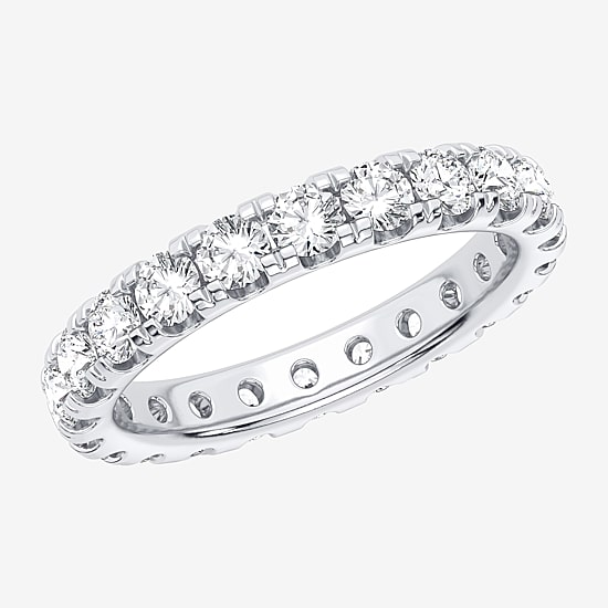(H-I / Si1-Si2) Womens 2.5MM 2 CT. T.W. Lab Grown White Diamond 10K Gold Eternity Wedding Band