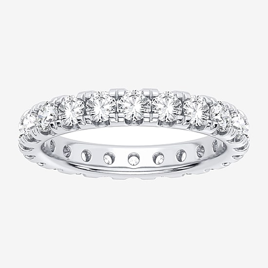 (H-I / Si1-Si2) Womens 2.5MM 2 CT. T.W. Lab Grown White Diamond 10K Gold Eternity Wedding Band