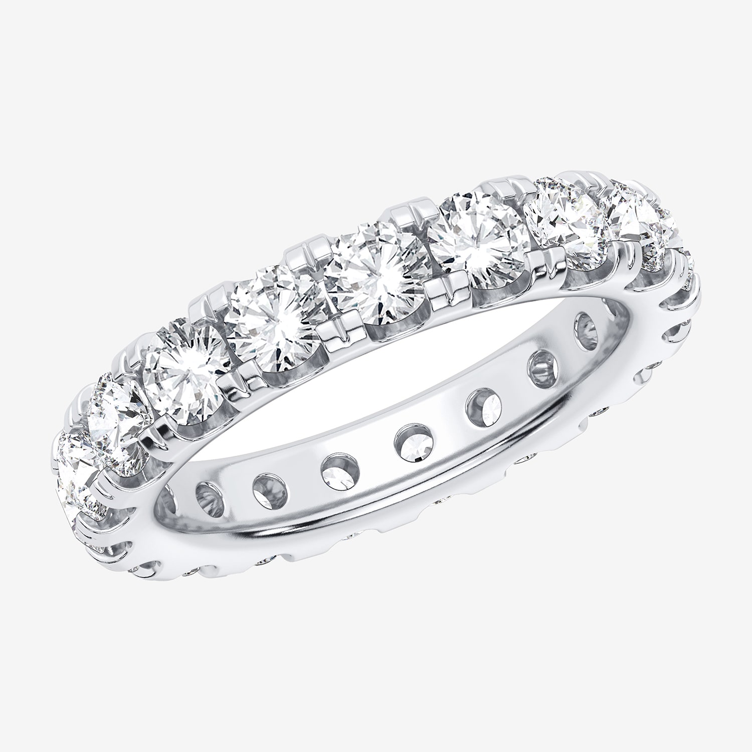 (H-I / Si1-Si2) Womens 3.5MM 3 CT. T.W. Lab Grown White Diamond 10K Gold Eternity Wedding Band