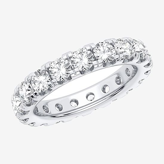 (H-I / Si1-Si2) Womens 3.5MM 3 CT. T.W. Lab Grown White Diamond 10K Gold Eternity Wedding Band