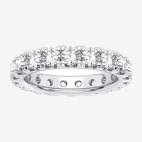 (H-I / Si1-Si2) Womens 3.5MM 3 CT. T.W. Lab Grown White Diamond 10K Gold Eternity Wedding Band