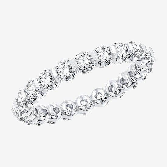 (H-I / Si1-Si2) Womens 2.5MM 2 CT. T.W. Lab Grown White Diamond 10K Gold Eternity Wedding Band
