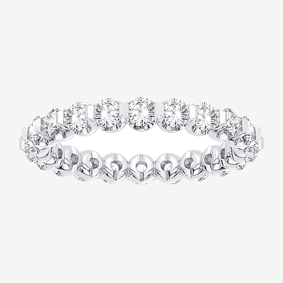 (H-I / Si1-Si2) Womens 2.5MM 2 CT. T.W. Lab Grown White Diamond 10K Gold Eternity Wedding Band