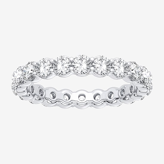 (H-I / Si1-Si2) Womens 2.5MM 2 CT. T.W. Lab Grown White Diamond 10K Gold Eternity Wedding Band