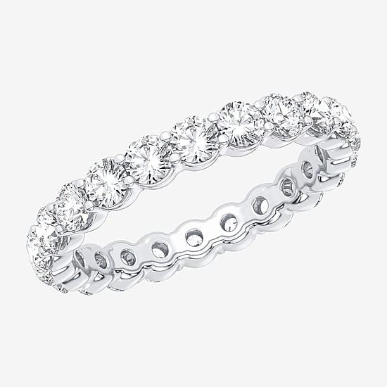 (H-I / Si1-Si2) Womens 2.5MM 2 CT. T.W. Lab Grown White Diamond 10K Gold Eternity Wedding Band