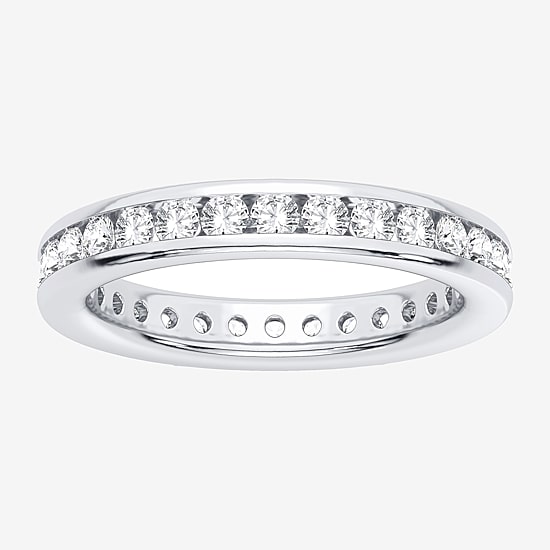 (H-I / Si1-Si2) Womens 3MM 1 CT. T.W. Lab Grown White Diamond 10K Gold Eternity Wedding Band