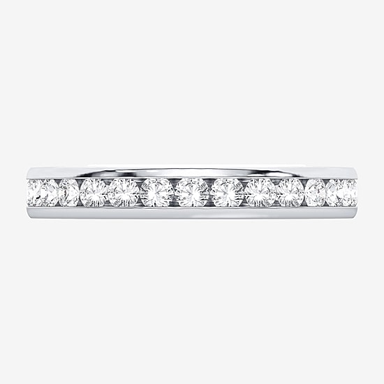 (H-I / Si1-Si2) Womens 3MM 1 CT. T.W. Lab Grown White Diamond 10K Gold Eternity Wedding Band