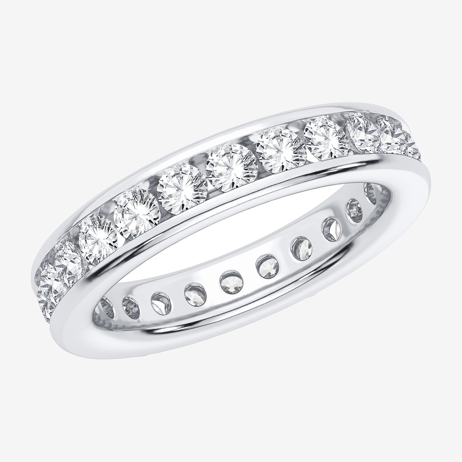 (H-I / Si1-Si2) Womens 3MM 2 CT. T.W. Lab Grown White Diamond 10K Gold Eternity Wedding Band