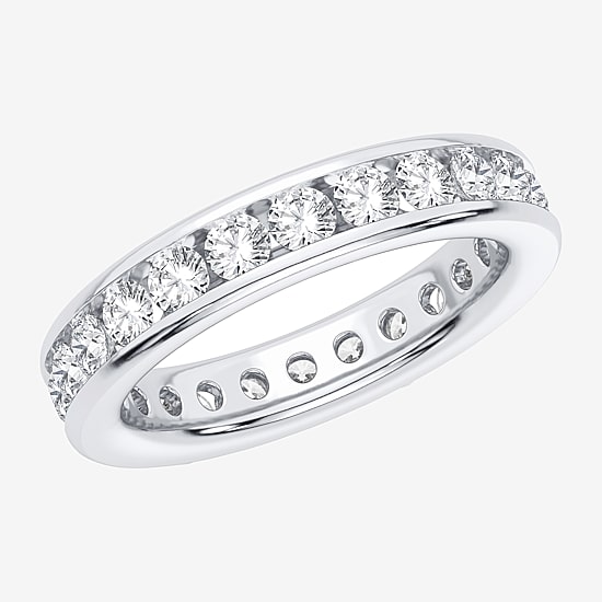 (H-I / Si1-Si2) Womens 3MM 2 CT. T.W. Lab Grown White Diamond 10K Gold Eternity Wedding Band
