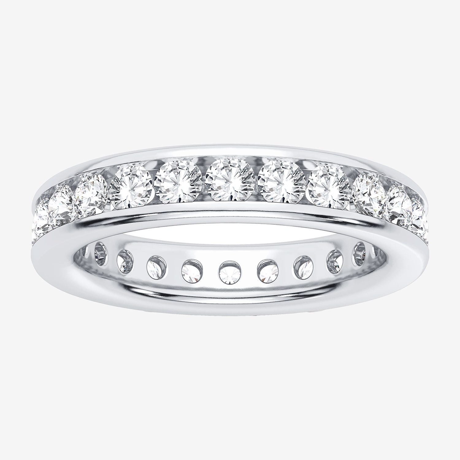 (H-I / Si1-Si2) Womens 3MM 2 CT. T.W. Lab Grown White Diamond 10K Gold Eternity Wedding Band