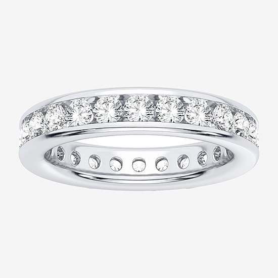(H-I / Si1-Si2) Womens 3MM 2 CT. T.W. Lab Grown White Diamond 10K Gold Eternity Wedding Band