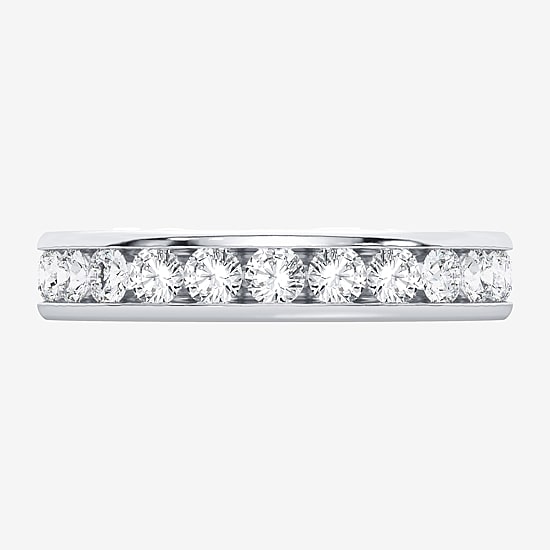 (H-I / Si1-Si2) Womens 3MM 2 CT. T.W. Lab Grown White Diamond 10K Gold Eternity Wedding Band