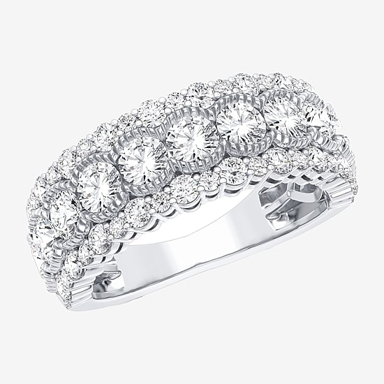 (H-I / Si1-Si2) Womens 7MM 2 CT. T.W. Lab Grown White Diamond 10K Gold Anniversary Band