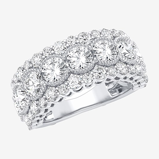 (H-I / Si1-Si2) Womens 8MM 3 CT. T.W. Lab Grown White Diamond 10K Gold Anniversary Band
