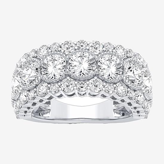 (H-I / Si1-Si2) Womens 8MM 3 CT. T.W. Lab Grown White Diamond 10K Gold Anniversary Band