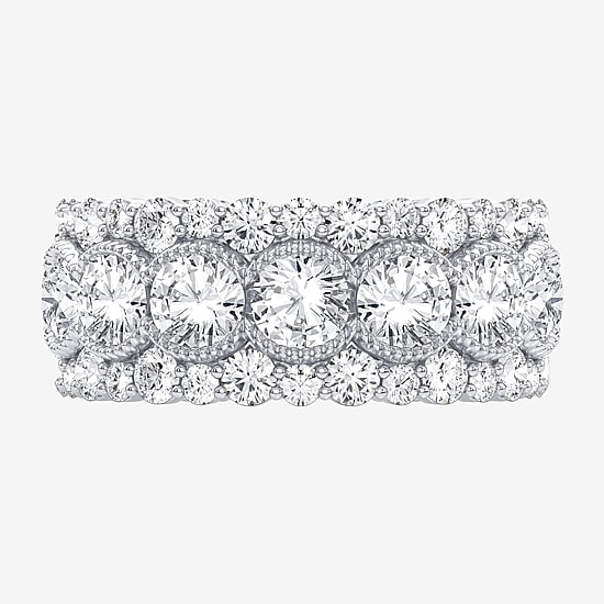 (H-I / Si1-Si2) Womens 8MM 3 CT. T.W. Lab Grown White Diamond 10K Gold Anniversary Band