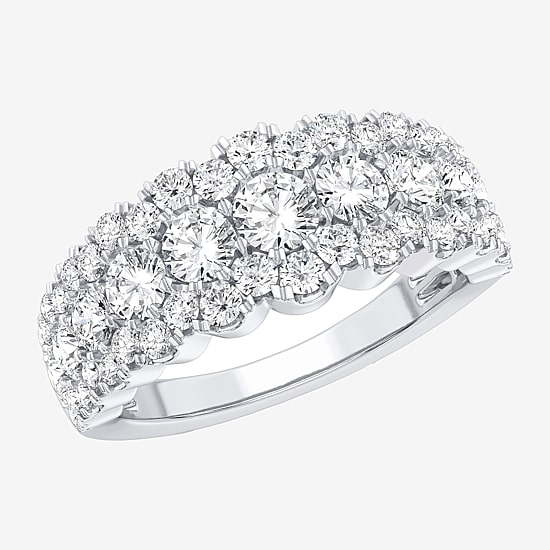 (H-I / Si1-Si2) Womens 8.5MM 2 CT. T.W. Lab Grown White Diamond 10K Gold Anniversary Band