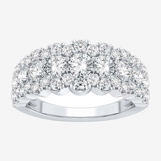 (H-I / Si1-Si2) Womens 8.5MM 2 CT. T.W. Lab Grown White Diamond 10K Gold Anniversary Band