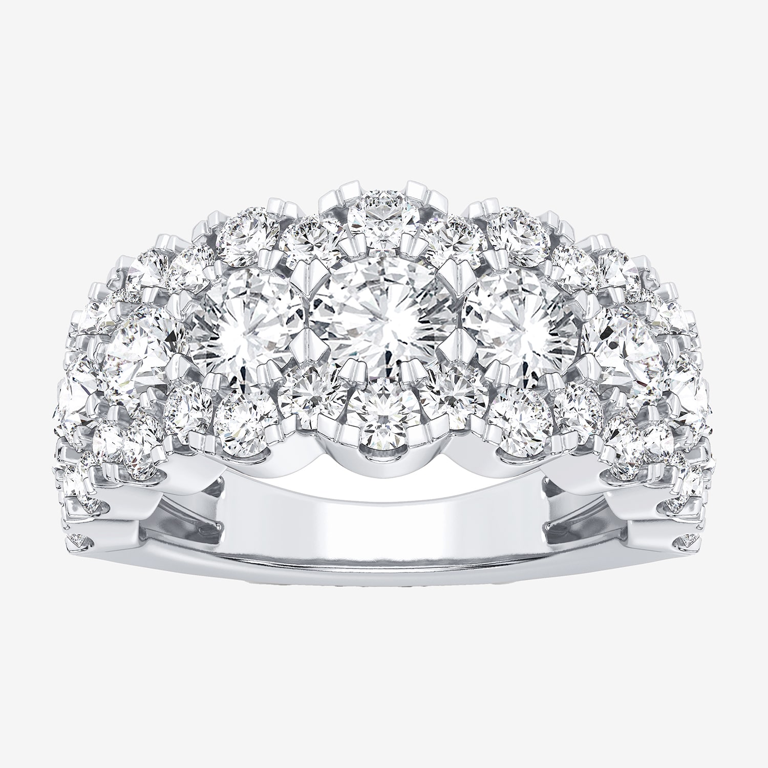(H-I / Si1-Si2) Womens 9M 3 CT. T.W. Lab Grown White Diamond 10K Gold Anniversary Band