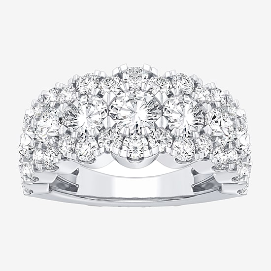 (H-I / Si1-Si2) Womens 9M 3 CT. T.W. Lab Grown White Diamond 10K Gold Anniversary Band