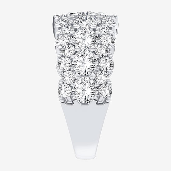 (H-I / Si1-Si2) Womens 9M 3 CT. T.W. Lab Grown White Diamond 10K Gold Anniversary Band
