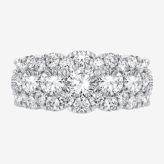 (H-I / Si1-Si2) Womens 9M 3 CT. T.W. Lab Grown White Diamond 10K Gold Anniversary Band