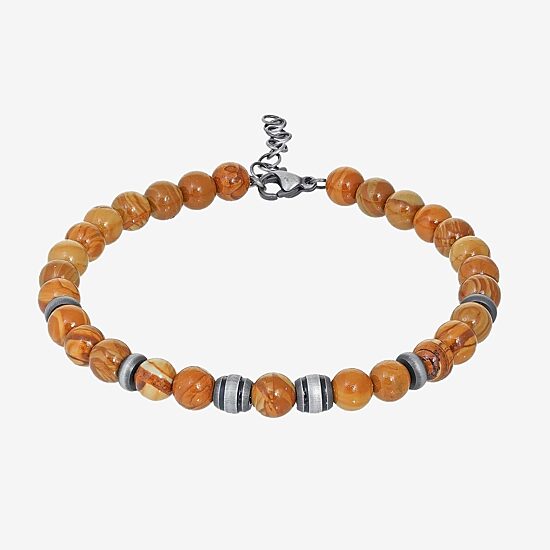 Mens Stainless Steel Beaded Bracelet