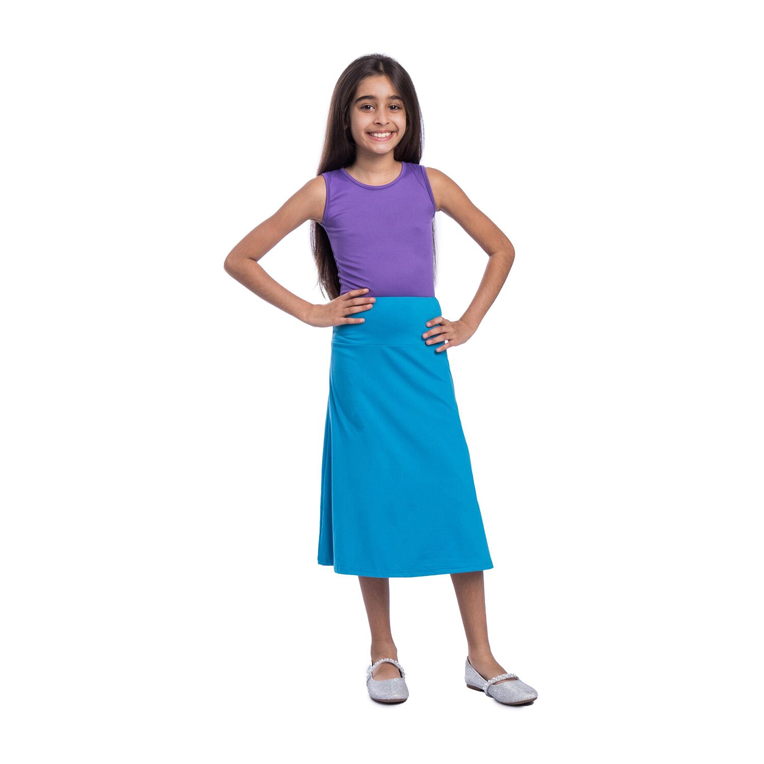 24sevenkid Big Kid Girls High Rise Midi A-Line Skirt