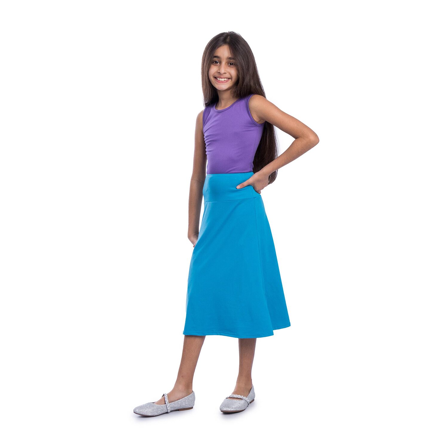 24sevenkid Big Kid Girls High Rise Midi A-Line Skirt