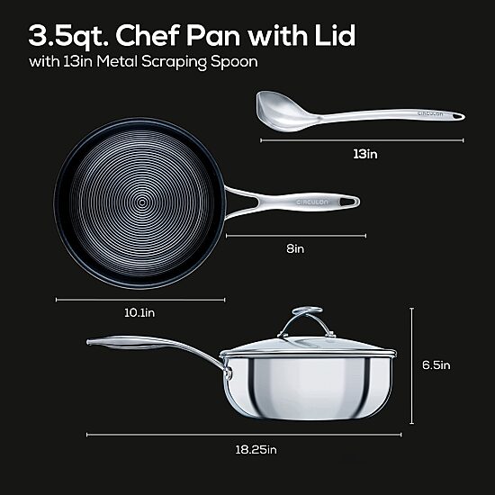Circulon Steelshield Stainless Steel 3.5-qt. Chef Pan with Lid