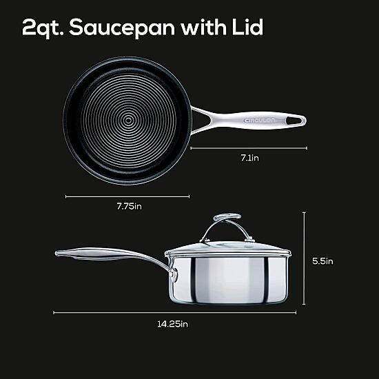 Circulon Steelshield Stainless Steel 2-qt. Sauce Pan with Lid