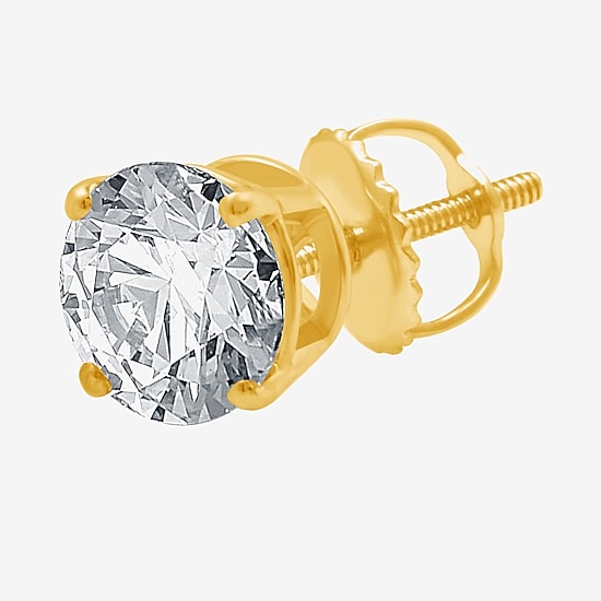 (F / SI1-SI2) Ever Star 1 1/2 CT. T.W. Lab Grown White Diamond 14K Gold 4.4mm Single Earring