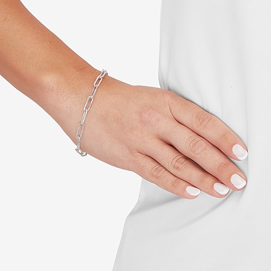 Made in Italy Womens 14K Gold 8 Inch Hollow Paperclip Chain Bracelet