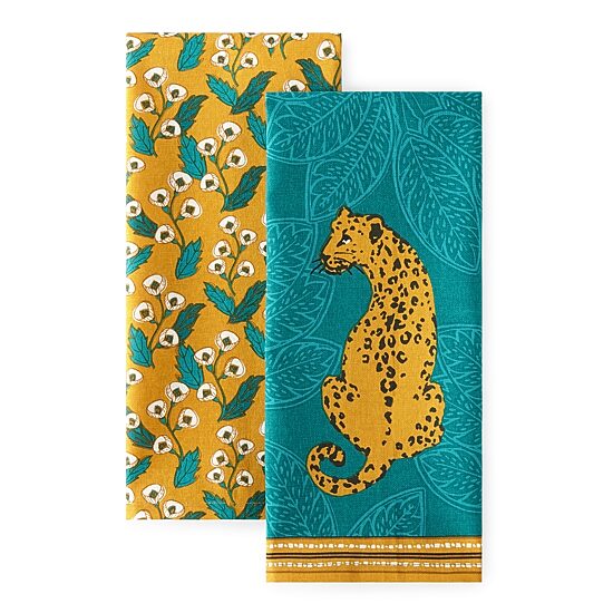 Distant Lands Turquoise Leopard 2-pc. Kitchen Towel Set