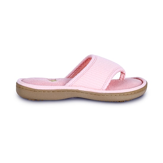 Isotoner Seersucker Thong Womens Round Slip-On Shoe