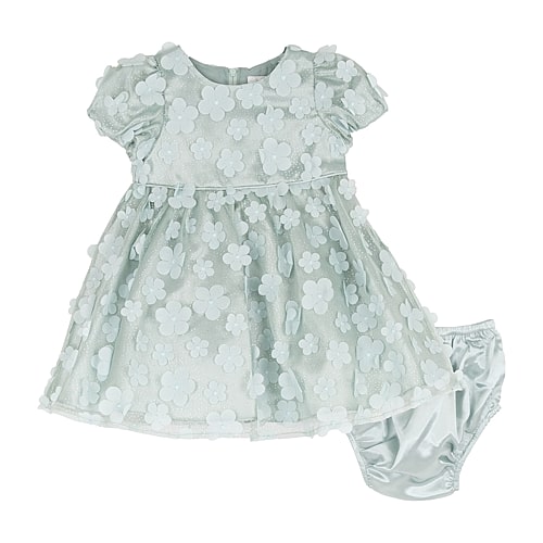 Rare Editions Baby Girls Short Sleeve Cap A-line Dress In Green