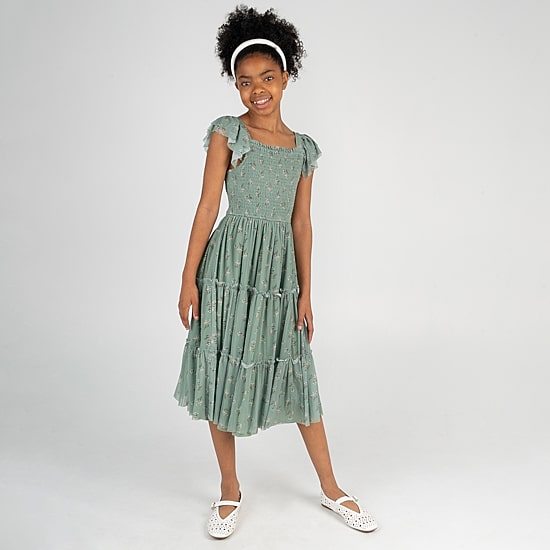 Rare Editions Big Kid Girls Short Sleeve Flutter Maxi Dress