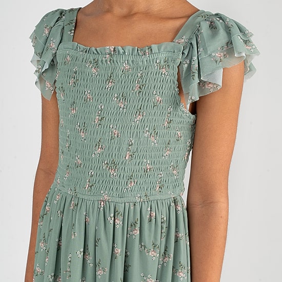 Rare Editions Big Kid Girls Short Sleeve Flutter Maxi Dress