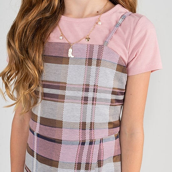Rare Editions Romper Big Kid Girls Plaid 2-pc. Dress Set